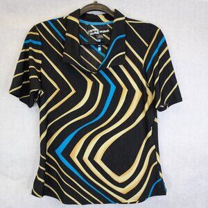 JAMIE SADOCK Golf Polo Shirt Womens S Stretch Collared Black Stripe Athletic Top